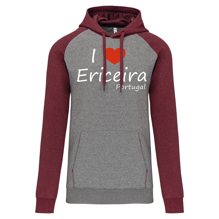 Sweatshirt Bicolor com capuz I Love Ericeira