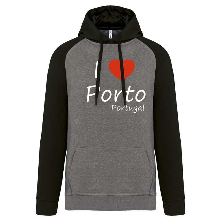 Sweatshirt Bicolor com capuz I Love Porto
