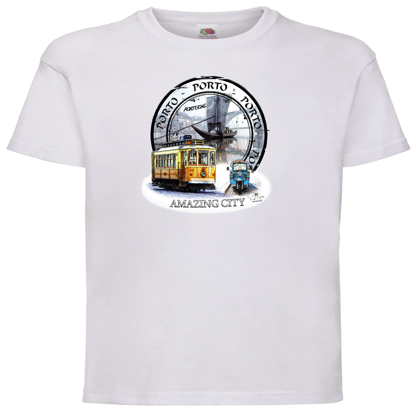 T-shirt Fruit of the Loom Kids Amazing City Porto