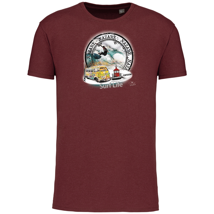 T-Shirt Algodão Biológico Surf Life Nazaré
