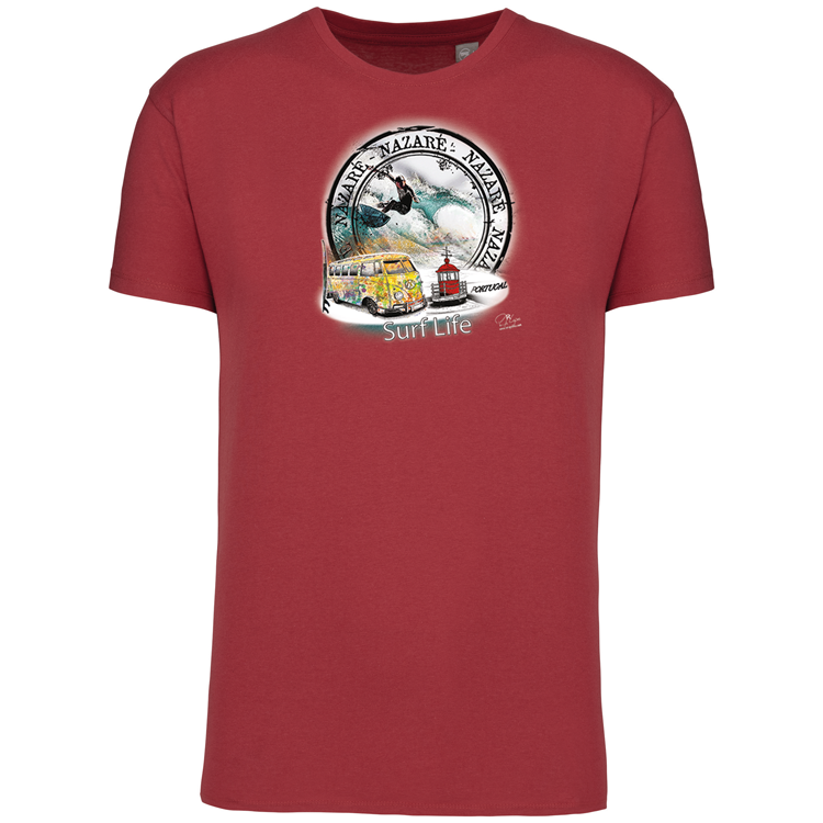 T-Shirt Algodão Biológico Surf Life Nazaré