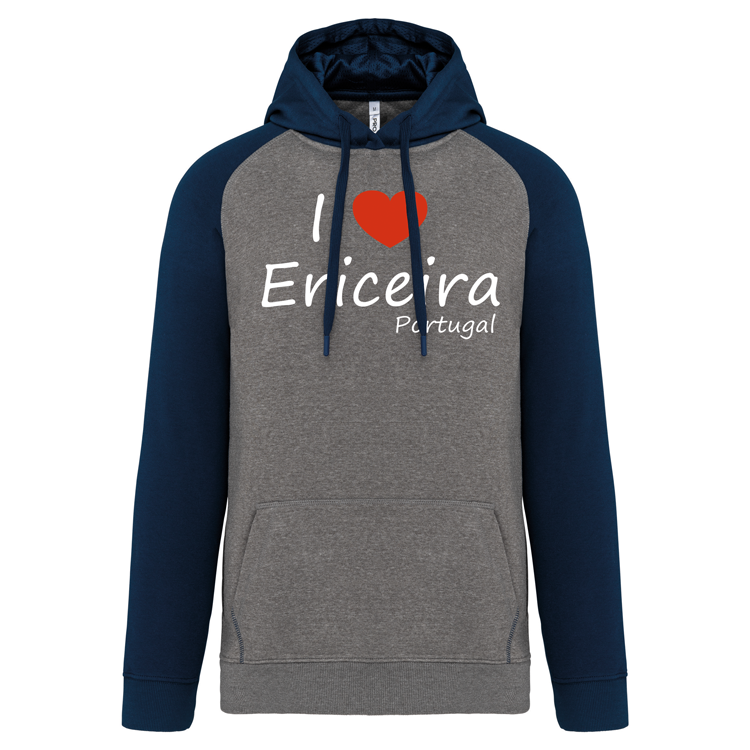 Sweatshirt Bicolor com capuz I Love Ericeira