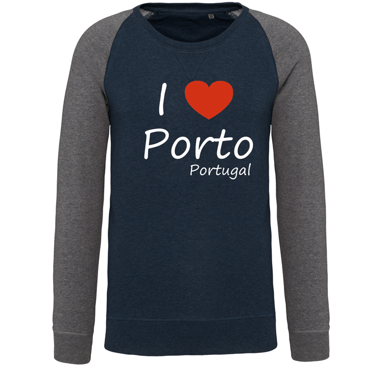 Sweatshirt Bicolor sem capuz I Love Porto
