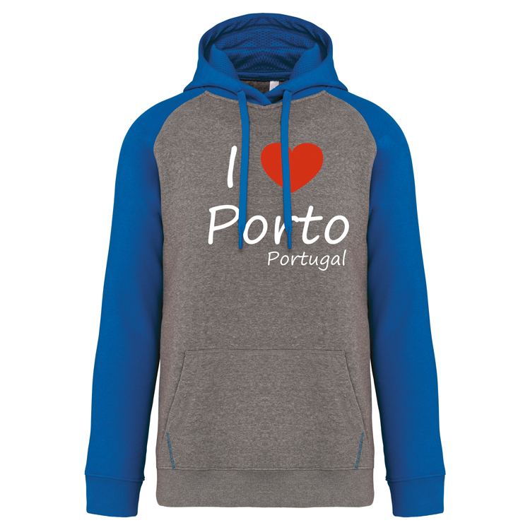 Sweatshirt Bicolor com capuz I Love Porto