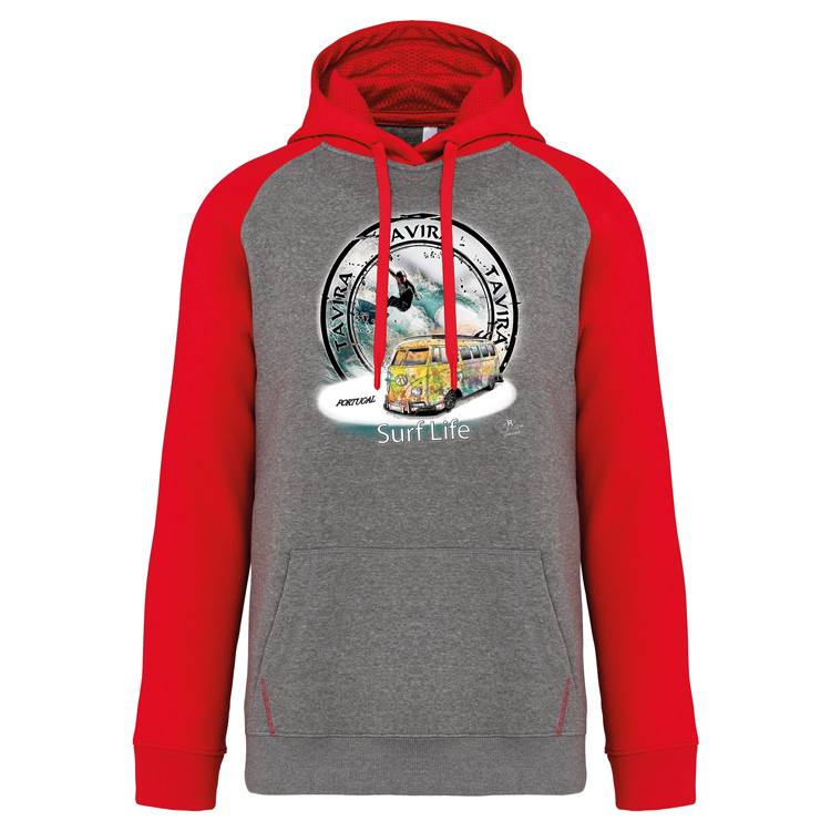 Sweatshirt Bicolor com capuz Surf Life Tavira