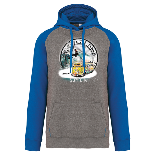 Sweatshirt Bicolor com capuz Surf Life Peniche