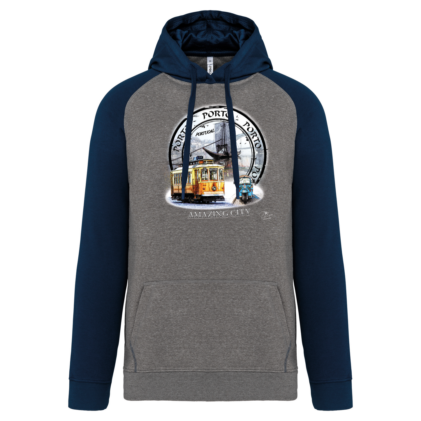Sweatshirt Bicolor com capuz Amazing City Porto