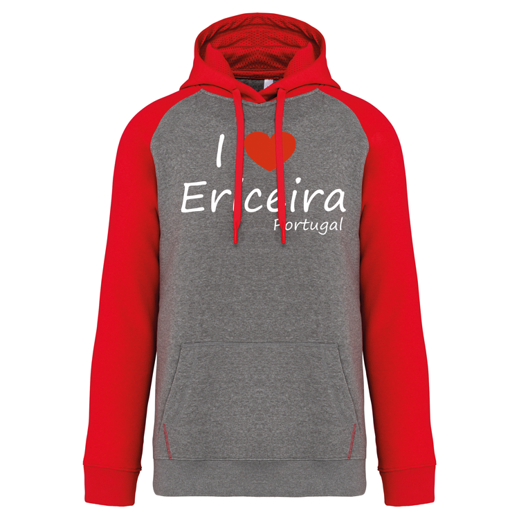 Sweatshirt Bicolor com capuz I Love Ericeira