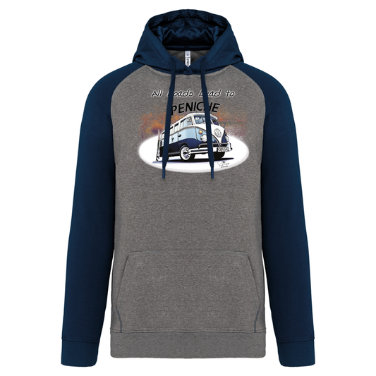 Sweatshirt Bicolor com capuz All Roads Lead to Peniche