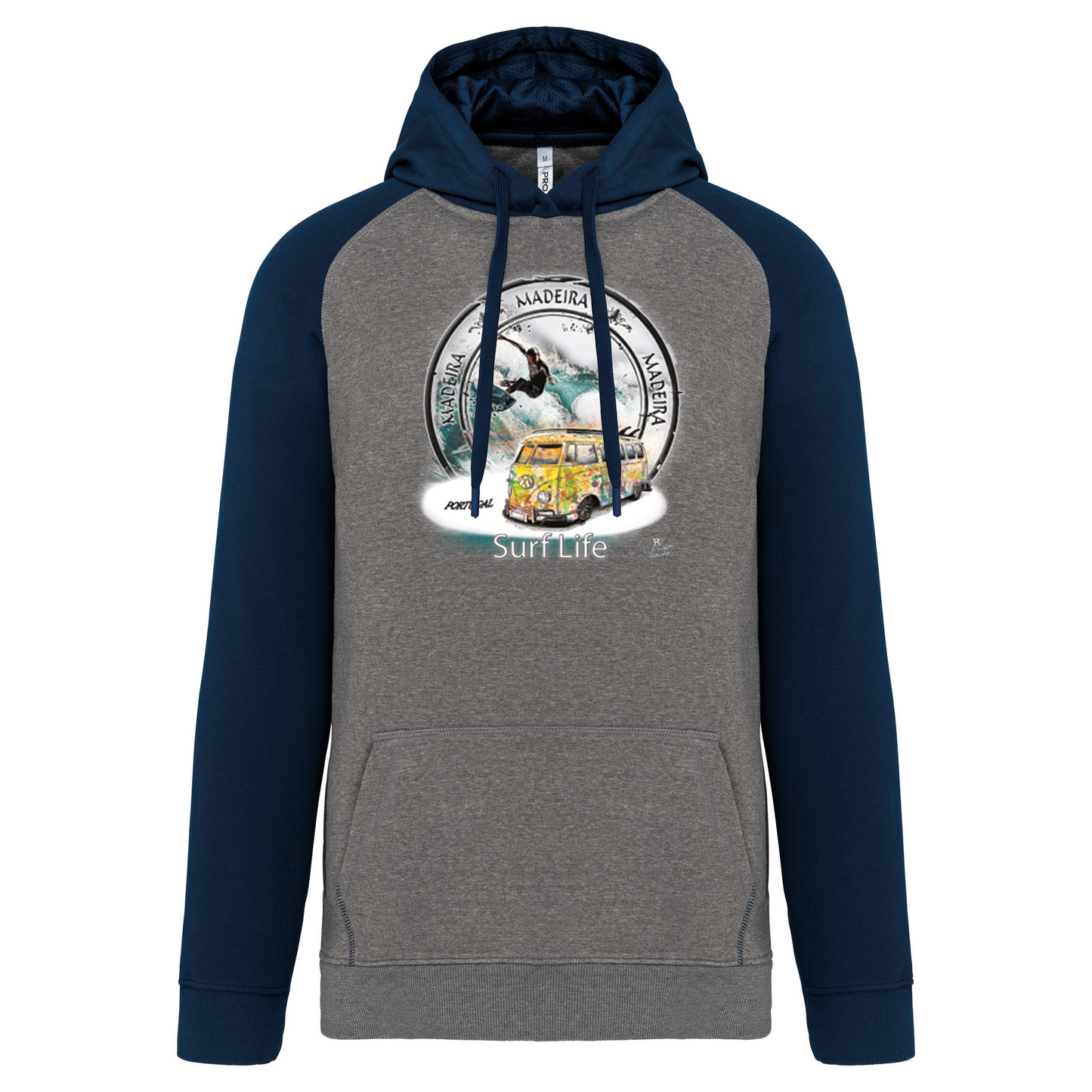 Sweatshirt Bicolor com capuz Surf Life Ilha da Madeira