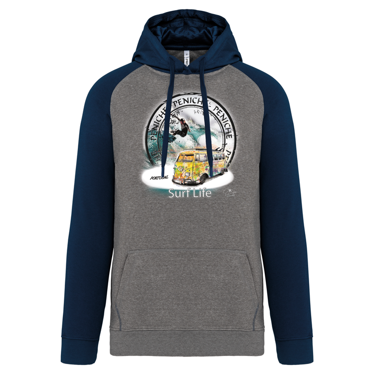Sweatshirt Bicolor com capuz Surf Life Peniche