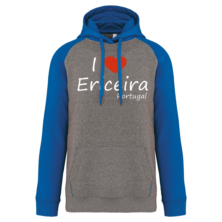 Sweatshirt Bicolor com capuz I Love Ericeira