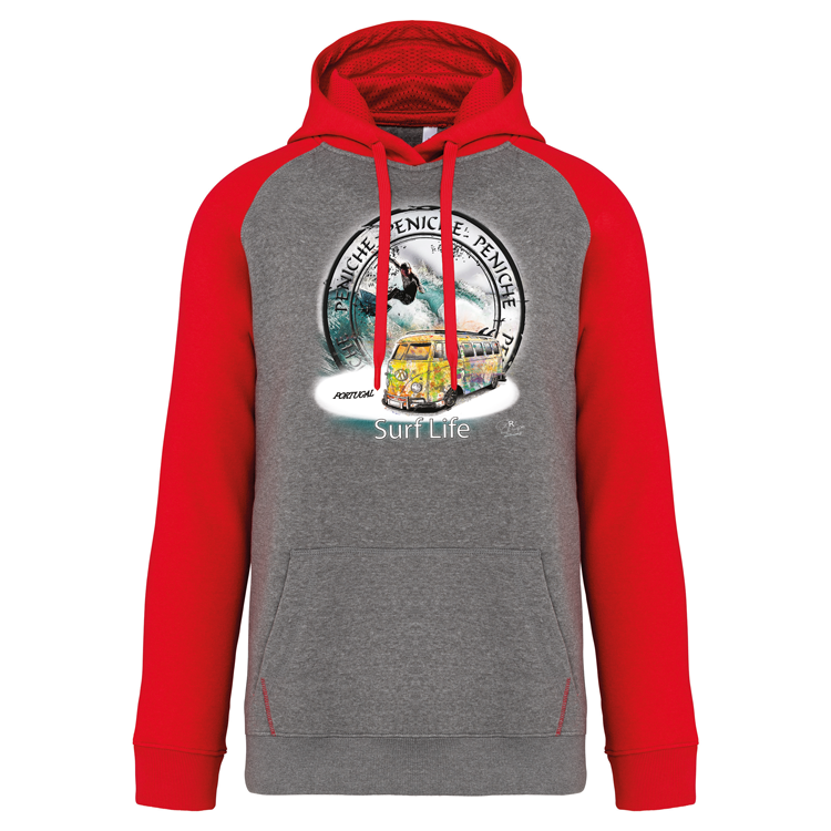 Sweatshirt Bicolor com capuz Surf Life Peniche