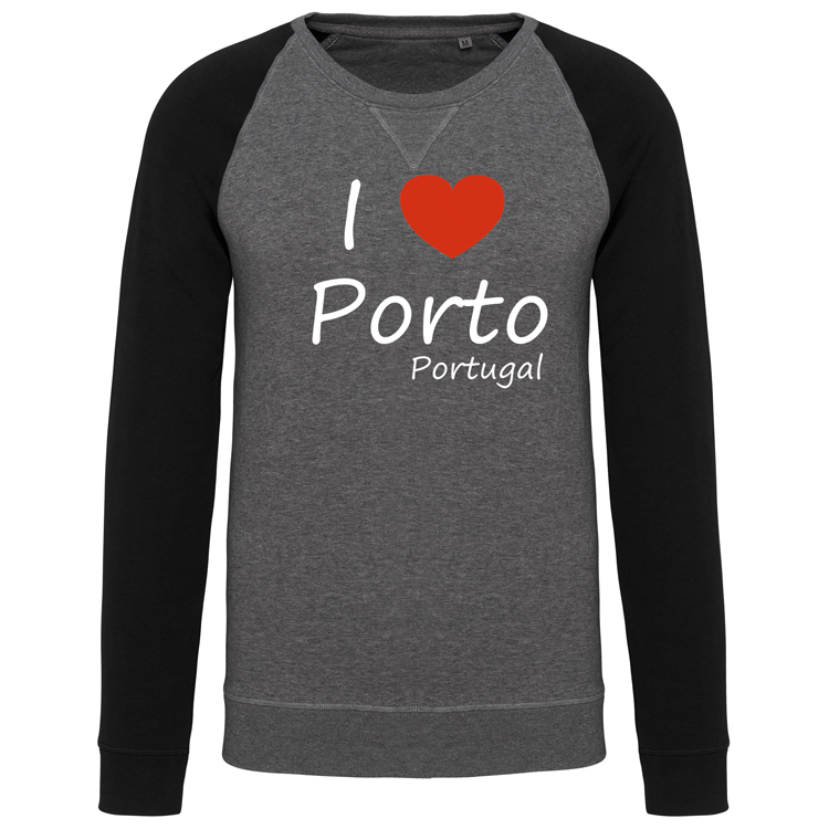 Sweatshirt Bicolor sem capuz I Love Porto