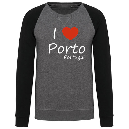 Sweatshirt Bicolor sem capuz I Love Porto