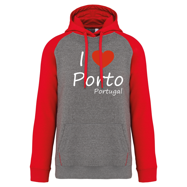 Sweatshirt Bicolor com capuz I Love Porto