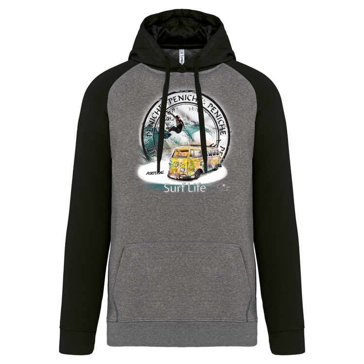 Sweatshirt Bicolor com capuz Surf Life Peniche