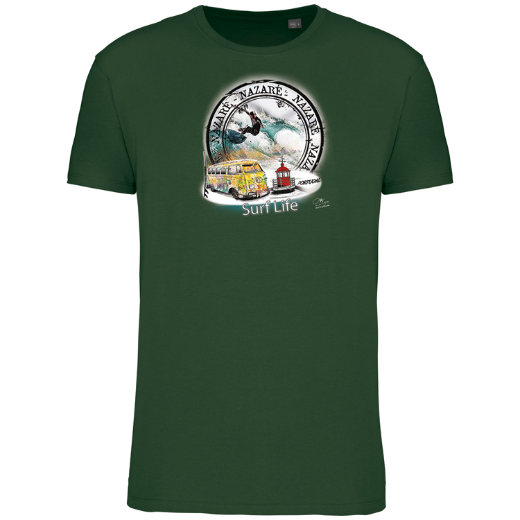 T-Shirt Algodão Biológico Surf Life Nazaré