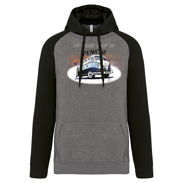 Sweatshirt Bicolor com capuz All Roads Lead to Peniche