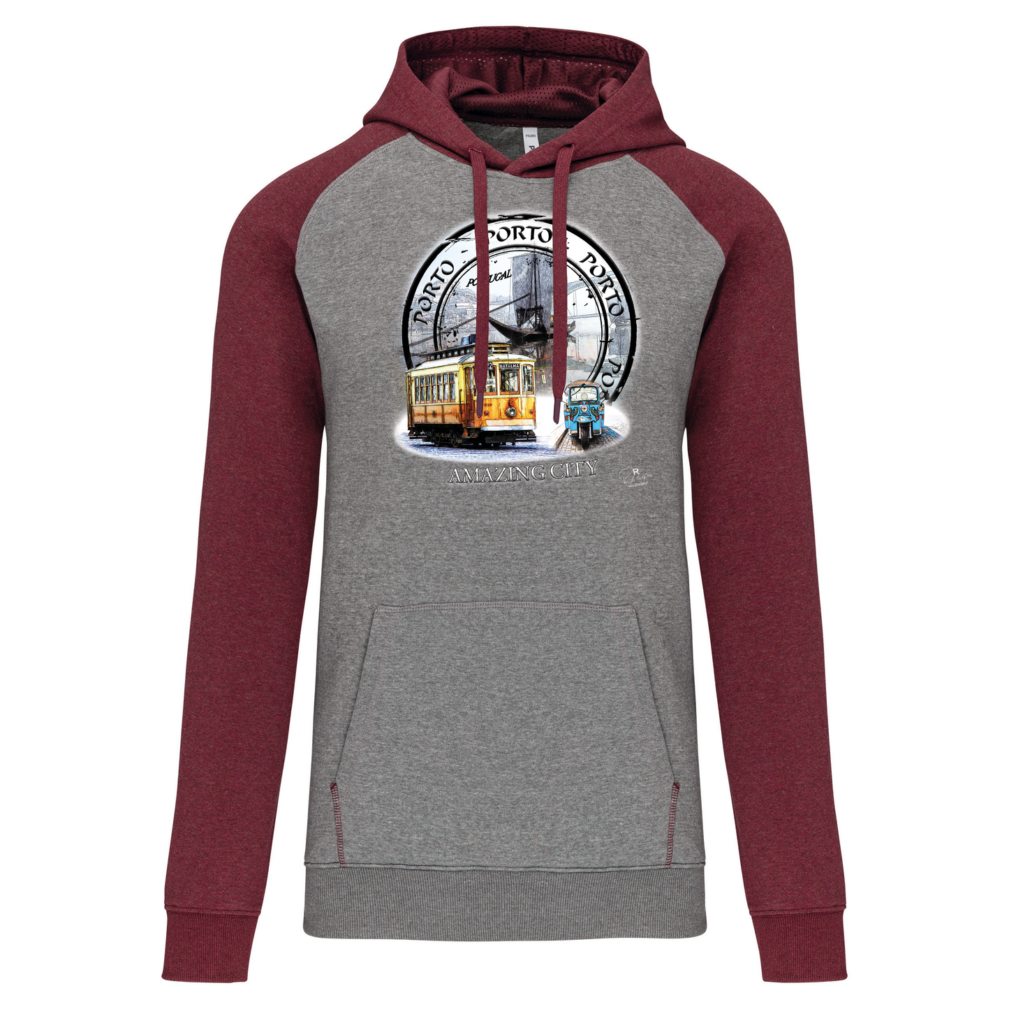 Sweatshirt Bicolor com capuz Amazing City Porto