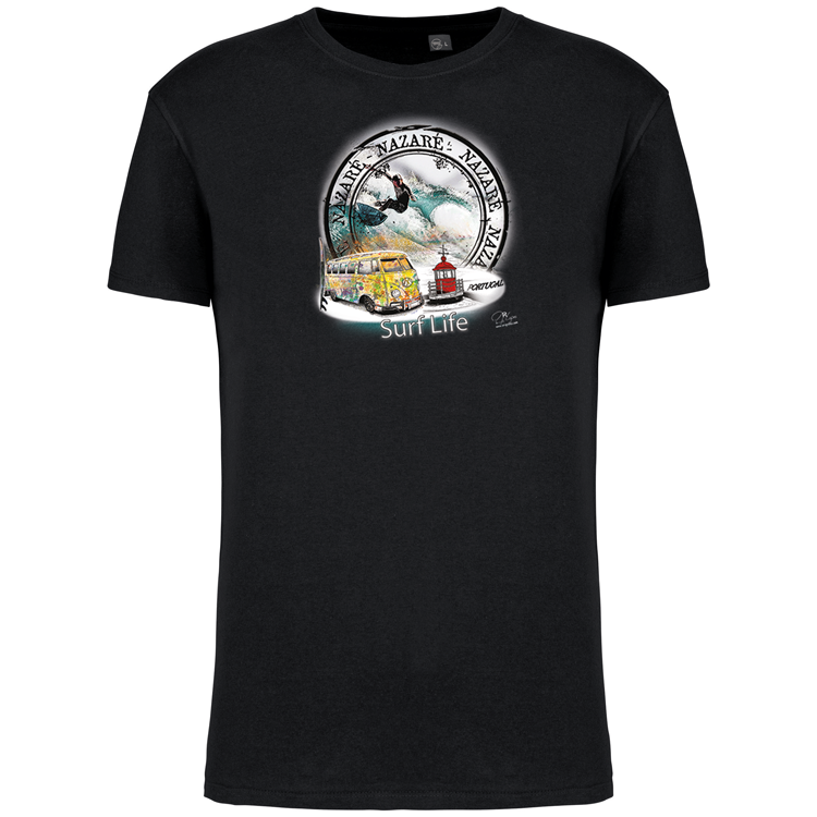 T-Shirt Algodão Biológico Surf Life Nazaré