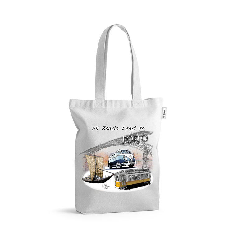 Sacos de Algodão Ecológico 220g All Roads Lead to Porto