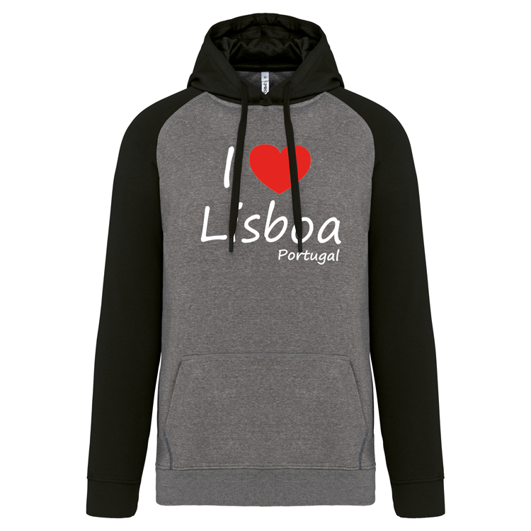 Sweatshirt Bicolor com capuz I Love lx