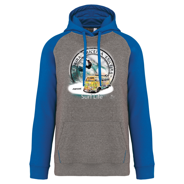 Sweatshirt Bicolor com capuz Surf Life Ericeira