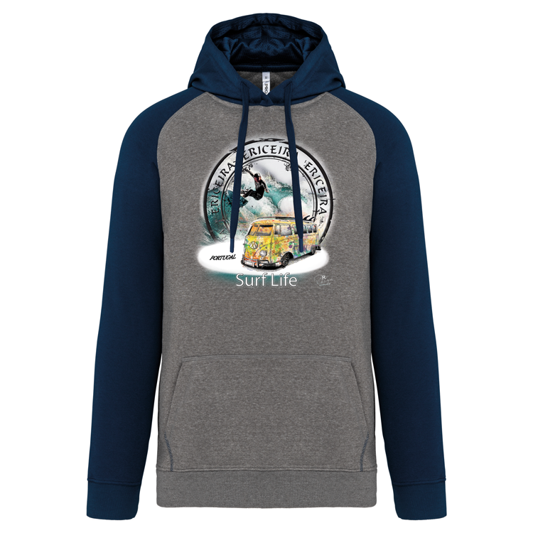 Sweatshirt Bicolor com capuz Surf Life Ericeira