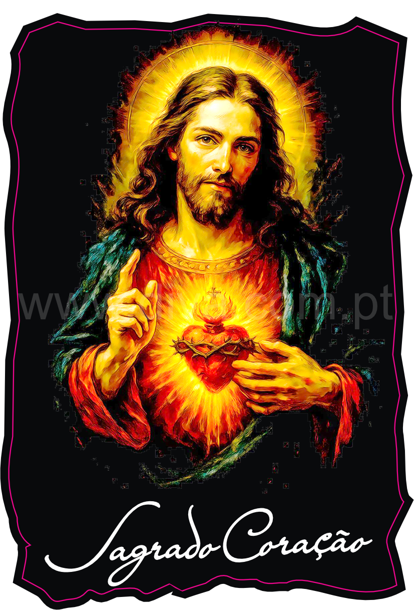 Magnético de Madeira Sagrado Coração de Jesus