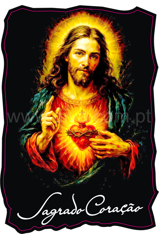 Magnético de Madeira Sagrado Coração de Jesus