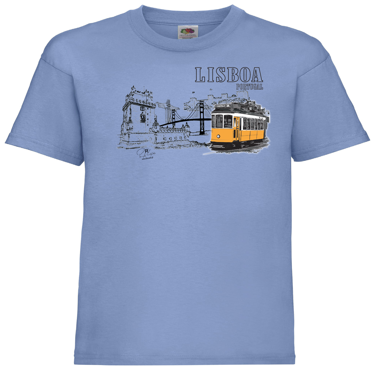 T-shirt Fruit of the Loom Kids Monumentos Lisboa