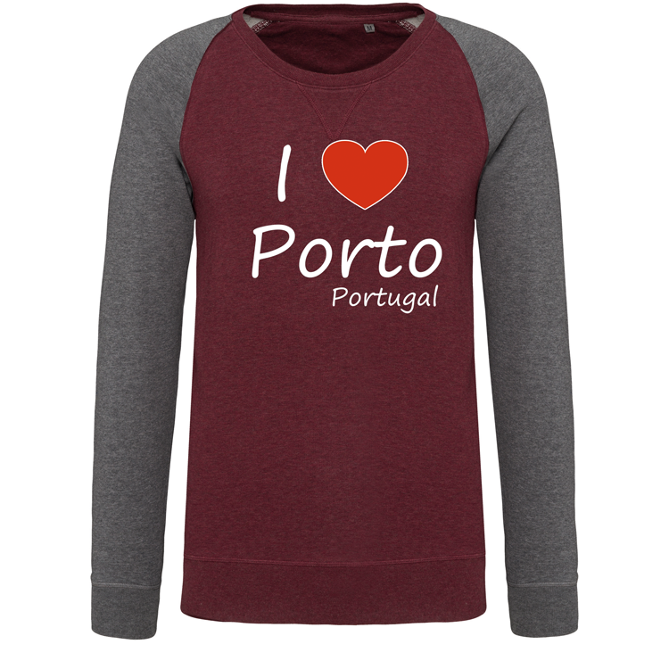 Sweatshirt Bicolor sem capuz I Love Porto
